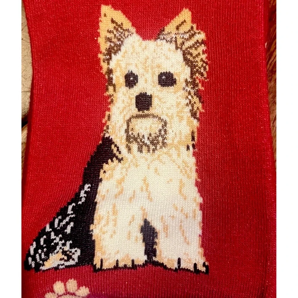 E&S Pets Life Is Better With a Yorkie Crew Socks Burgundy NWT One Size Unisex